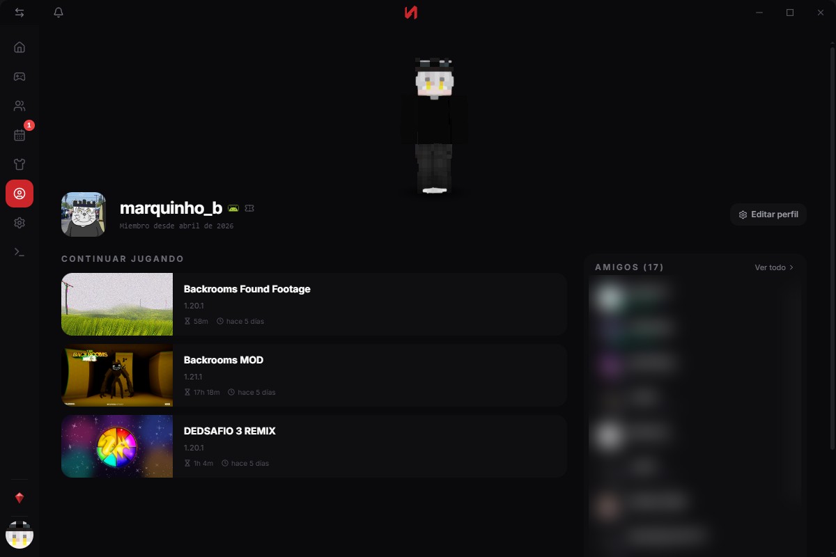 Perfil con lista de amigos